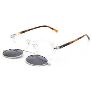 مشبك مغناطيسي بيضاوي صغير على نظارات القراءة إطار أسيتات مدمج مع واقي شمس معدني مغناطيس قوي للغاية 2 + 1 قفل مفصلي - Product Image 2