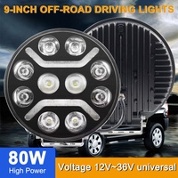 RHINO Phare de travail LED 90W 10 LED, 7 et 9 pouces, couleur blanche, étanche, projecteur tout-terrain, pour toit de voiture, camion, Jeep