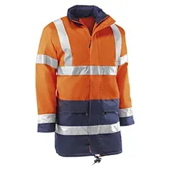 Parka HV742 S Oxford - Colore: Arancione/Blu Fluorescente - Strisce Riflettenti Verticali e Orizzontali Chiusura con zip frontale. - Product Image 2