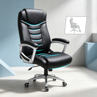 Silla de Oficina Moderna Tapizada, con Cojín Grueso de Esponja, Base de Metal Cromado, Silla de Trabajo con Reposabrazos Acolchados para Sala de Estudio