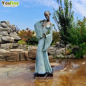 カスタムサイズのカラフルな鋳造金属ブロンズ中国の古代女性の女性の像 - Product Image 1
