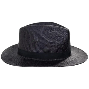 Chapeau Fedora Unisexe en Paille Toquilla Noire avec Bande de Ruban – Accessoire d'Été pour l'Extérieur - Product Image 2