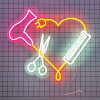Enseigne Néon Winbo pour salon de coiffure Rose Outils de barbier Lumière Néon LED pour salon de coiffure Décoration Salon de beauté Décoration murale Business Neon Sign
