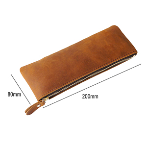 Pazzo Cavallo in vera pelle cerniera semplice piccola borsa da penna in vacchetta scatola personalizzata creatività Vintage cartoleria - Product Image 2