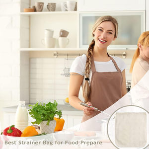 Sac filtrant en <span class=keywords><strong>tissu</strong></span> pour lait végétal avec logo personnalisé, <span class=keywords><strong>passoire</strong></span> de cuisine réutilisable en coton biologique à mailles fines, pour la germination et le jus - Product Image 4