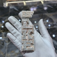 Liontin Nama Custom Vvs Moissanite untuk Pria, Hip Hop Iced Out, Bersertifikat GRA, Berlian Baguette Vertikal, Perhiasan