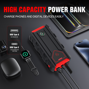 Démarreur de voiture portable 12000mAh, courant de crête 1000A, double sortie USB, 12V, batterie externe de secours pour voiture - Product Image 6