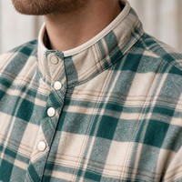 Sweat-shirt pour homme avec logo brodé personnalisé, col boutonné, manches longues, vert beige, pull en laine à carreaux