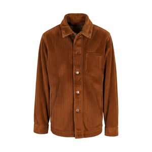 เสื้อแจ็คเก็ตผ้าลูกฟูกสีทองแดงสำหรับผู้ชาย ปกคอพับ ปิดด้วยกระดุม - Product Image 1
