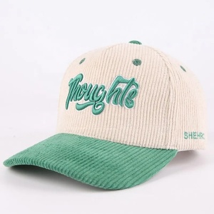 High Quality Unisex <b>Waterproof</b> 6-Panel Baseball Caps Wholesale Embroidered Vintage Two Tone Corduroy <b>Hat</b> - Product Image 1