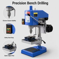 Machine à percer sur banc |   Perceuse à colonne robuste avec colonne chromée, étau à réglage rapide et dispositifs de sécurité pour atelier métallique