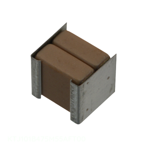 Condensador cerámico MLCC de montaje en superficie SMD J-Lead 4.7 uF CAP CER 4.7UF 100V X7R KTJ101B475M55AFT00 del fabricante Channel - Product Image 1