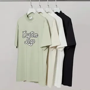 맞춤 의류 남성 티셔츠 280GSM 헤비 코튼 오버 사이즈 드롭 숄더 티 셔츠 하이 넥 라인 빈 남성 티 - Product Image 1