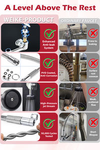 Robinet de cuisine professionnel en laiton chromé à double poignée, économie d'eau, débit élevé, bec pivotant - Product Image 6