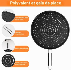 Écran anti-éclaboussures multifonction 3-en-1 en silicone pour poêle à frire, avec tapis de refroidissement et égouttoir de cuisine - Product Image 2