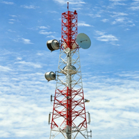 En stock - Tour de télécommunication certifiée ISO 20-65M en acier galvanisé à chaud pour signal GSM/5G - Station de base 5G