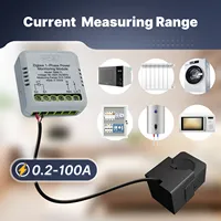 Medidor de Energía Inteligente Monofásico MOES Tuya Zigbee 100A, Módulo de Monitoreo por Aplicación, Bidireccional, con Sensor de Transformador de Corriente