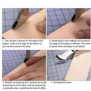 La nouvelle liste 4 pièces <span class=keywords><strong>coupe</strong></span>-<span class=keywords><strong>bordure</strong></span> en cuir tête en <span class=keywords><strong>acier</strong></span> dur avec poignée ergonomique outil de rainage de bord en cuir bricolage - Product Image 6