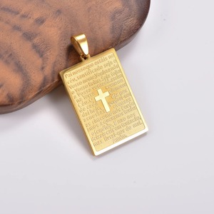 Collier de prière biblique portugais, <span class=keywords><strong>croix</strong></span> en acier inoxydable, amulette religieuse, chaîne, breloque, bijoux chrétiens hip-hop pour hommes et femmes - Product Image 6