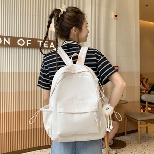 Simple <b>Backpack</b> For Women Solid Color <b>Lightweight</b> Shoulder Strap School Education Travel Laptop Bag Up To 14.9 In Summer 2023 - Product Image 2