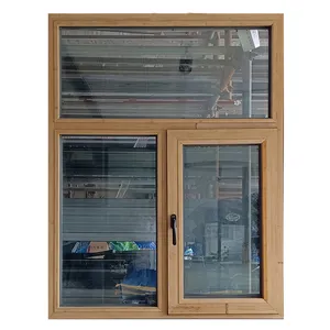 Kustom jendela aluminium berbalut bambu rumah jendela rumah lapisan ganda