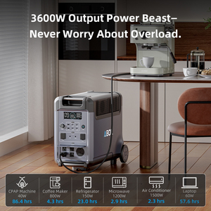 สถานีพลังงานแบบพกพา abok 3600W ความจุขนาดใหญ่ LiFePO4แบตเตอรี่3840Wh 4000 + รอบ2000W ชาร์จพลังงานแสงอาทิตย์สำหรับการตั้งแคมป์กลางแจ้งของเรา - Product Image 4