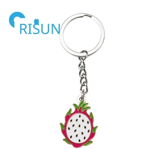 Fábrica barata lindo <span class=keywords><strong>Cactus</strong></span> frutas llavero Llavero Dragonfruit colgante llavero Metal personalizado dragón fruta <span class=keywords><strong>Pitaya</strong></span> esmalte llavero - Product Image 3