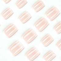 Faux ongles carrés courts à presser, 24 pièces, dégradé rose nude brillant, pour femmes, usage quotidien, bureau, mariée, manucure, cadeau, tendance