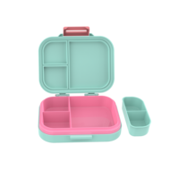 Boîte à lunch bento pour enfants et nouveau-nés, 3 compartiments, portable, étanche, compatible micro-ondes, sans BPA, avec couvercle en plastique et plateau supplémentaire