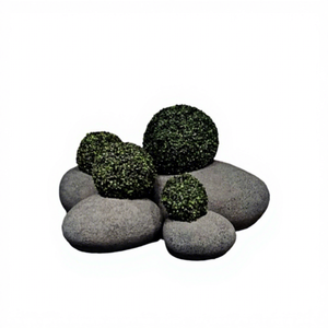 Pots de fleurs en argile fibreuse de forme galet sculptés à la main, modernes et populaires pour la maison, ensembles de pots de fleurs personnalisés pour jardin extérieur - Product Image 1