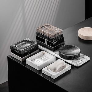 Ensemble de porte-savon en marbre Stonekocc, accessoires de salle de bain multifonctionnels pour la maison et l'hôtel - Product Image 3