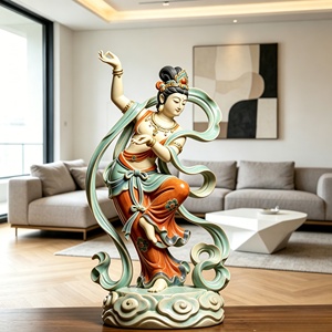 Ornement de table ou grande sculpture extérieure en résine de style chinois, personnalisable, représentant des <span class=keywords><strong>Apsaras</strong></span> volantes de Dunhuang. - Product Image 4