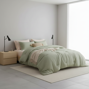 Ensemble de couette réversible 3 pièces ultra doux en fibre de polyester 100 % écologique toutes saisons pour lit Queen Size avec 2 taies d'oreiller et sac de rangement - Product Image 1