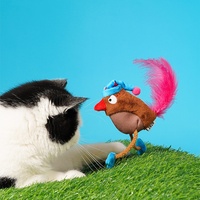 Jouet pour chat en peluche en forme d'oiseau de dessin animé avec queue en plumes, rempli de 100% de catnip, pour chats d'intérieur