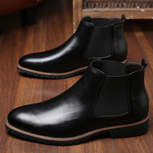 <span class=keywords><strong>Bottes</strong></span> <span class=keywords><strong>Chelsea</strong></span> en <span class=keywords><strong>cuir</strong></span> synthétique pour hommes, semelle épaisse, antidérapantes, avec bande élastique, pour le travail, les occasions décontractées et le quotidien - Product Image 3