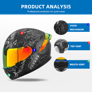 Bán buôn Dot chứng nhận nhà máy giá OEM hỗ trợ thoải mái Modular người đàn ông trong ABS Chất liệu Modular lật lên xe máy Mũ bảo hiểm - Product Image 2