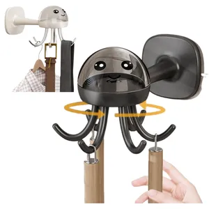 6-claw Octopus Shape 360 degrees 6 in 1 Rotating Hooks Rotatable Hanging Hook Rack With Trackless Self-adhesive Sticker