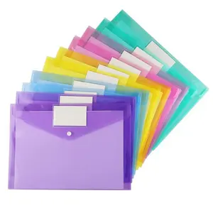 Bolsa de documentos con botón de archivo, Material Pp, multicolor, tamaño A4, con bolsillo para tarjeta, venta al por mayor