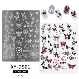 Placas de Estampado de <span class=keywords><strong>Uñas</strong></span> 3D de Estilo Chino, Ecológicas, de Acero Inoxidable, con Diseños de Mariposas, Encaje, Flores, Serpientes y Bambú, Gran Venta - Product Image 3