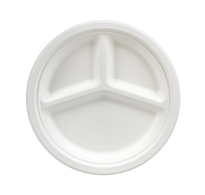 Assiette en bagasse de 10 pouces à 3 compartiments, résistante à la chaleur, jetable, biodégradable, compatible micro-ondes, vente en gros - Product Image 6