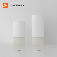 Récipient cosmétique carré de protection solaire quotidienne en plastique de 50ml Longway 15g emballage de bouteille à bouchon à vis sérigraphié