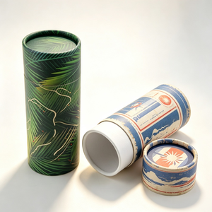 Tube en carton écologique rond avec détails en feuille d'or pour pot de miel, emballage cadeau pour aliments gastronomiques - Product Image 1