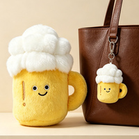 Série Barbecue : Jouets en peluche super doux personnalisés, brodés, pour anniversaire, jouets en forme de bière