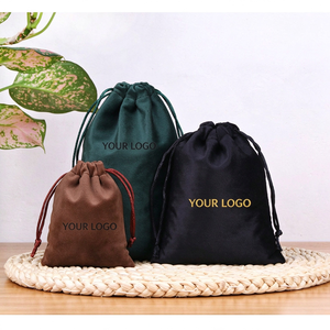Luxury Recyclable Velvet Drawstring Jewelry Pouch In Stock Custom Logo for Earring <b>Ring</b> Necklace Packaging Bag - Product Image 5