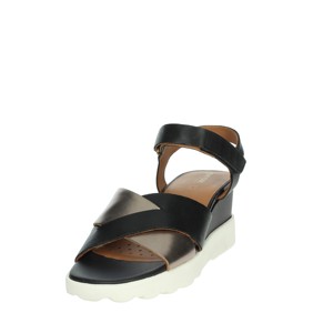 Open Toe D45g0c 043cf sandali con tacco nero/oro comode zeppe con cinturino alla caviglia per la primavera/estate con soletta morbida in PU/gomma - Product Image 6