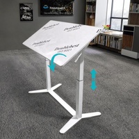 Bureau debout moderne à deux pieds en fer, table d'ordinateur réglable pneumatiquement avec plateau inclinable, mobilier de bureau commercial