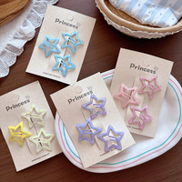 Barrette à cheveux géométrique en alliage pour enfants, série de couleurs macaron douces et fraîches, barrette étoile émaillée