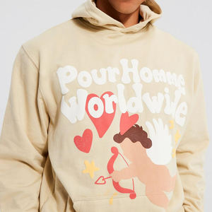 Vente en gros Logo personnalisé Mens Blue Fashion Basics, coton mélangé 2025 blanc Pull à capuche en coton Quantité Sweats à capuche imprimés Hommes - Product Image 3