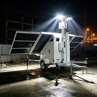 Remorques d'éclairage mobile à LED avec panneaux solaires, indice de protection IP65, dotées de 4 panneaux solaires pour l'éclairage routier en zone isolée