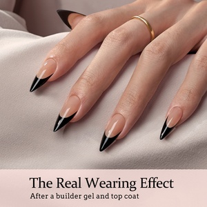 XCOATTIPS Uñas Artificiales al por Mayor, Estilo Stiletto Largo, Gel Suave, Negras Francesas, Puntas X Coat Hechas a Mano, Uñas Postizas Adhesivas - Product Image 3
